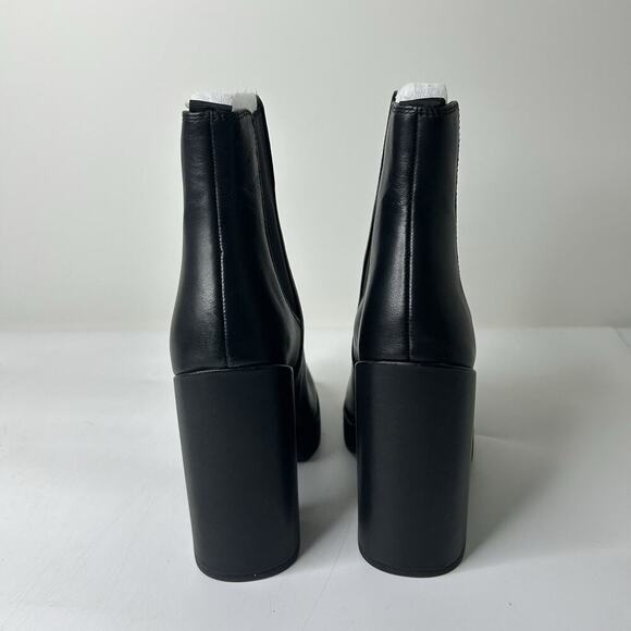 Steve Madden Triple Black Boots Women’s 9.5 Leather Platform Heel Chunky - Picture 5 of 8